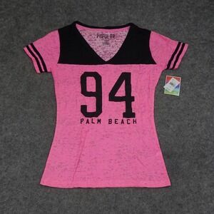 Popular Shirt Womens Large L Pink Black Palm Beach Souvenir Florida Vacation Tee